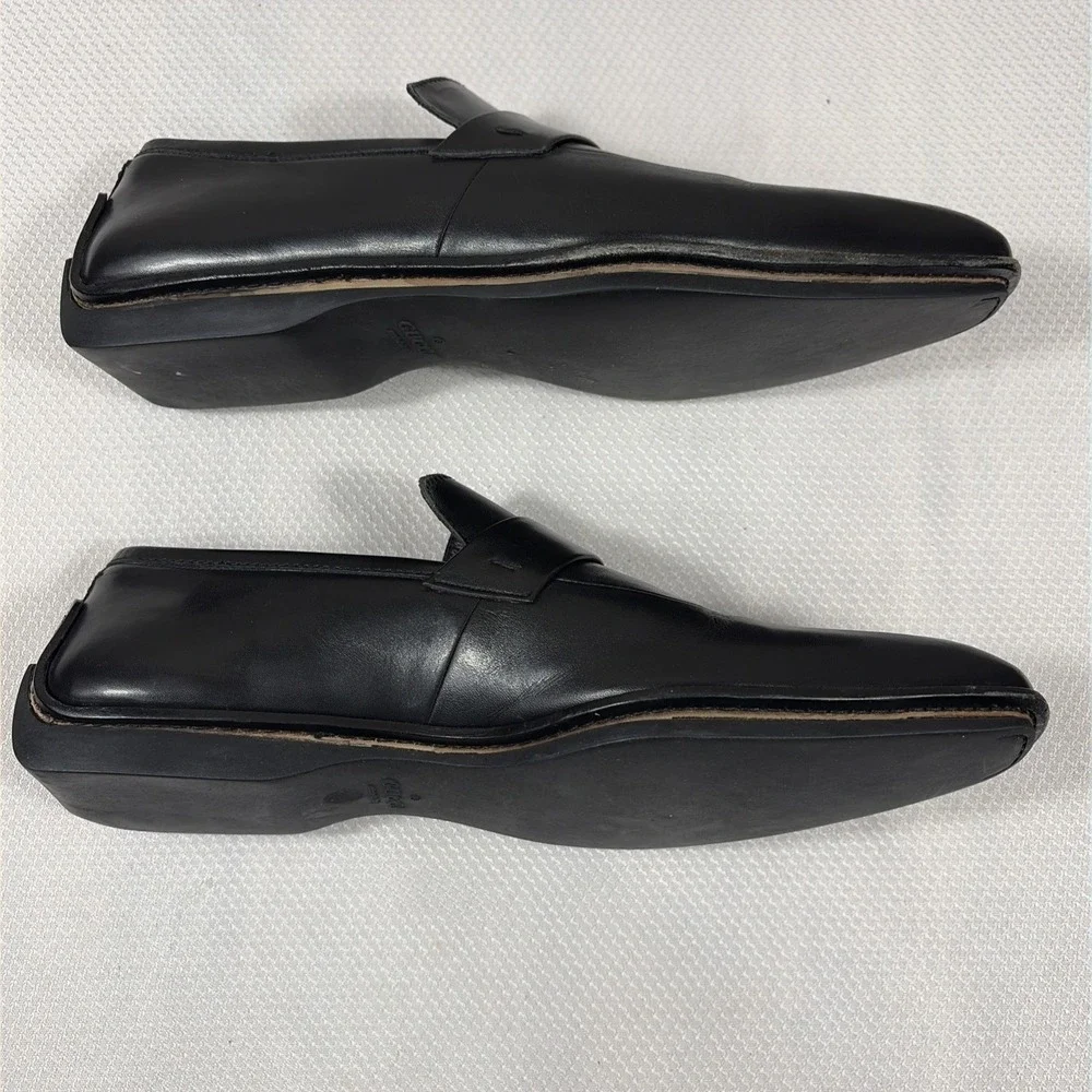 GUCCI Men's Black Double GG Logo Leather dress‎ loafers Italy 40 / US 7E w/ COA